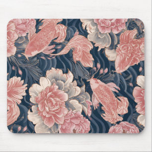 Blauw Roze Koi Chinoiserie Bloempatroon Muismat