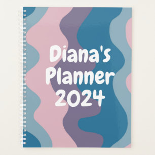 Blauw roze krommen Stripes kleurrijk Vet KUSTMAAT Planner