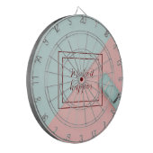 Blauw roze laat het gebeuren dartbord (Voorkant Links)