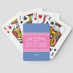Blauw & Roze Leven Is Beter Citaat Initialen Pokerkaarten