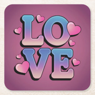 Blauw Roze LIEFDE Paarse Onderzetter Set
