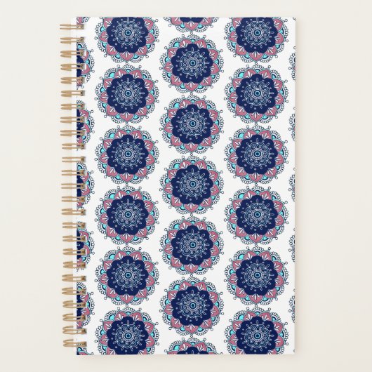 Blauw Roze Mandala Patroon Boho Planner (Voorkant)