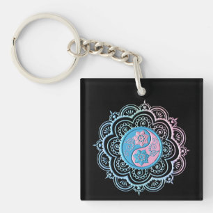 Blauw & Roze Mandala Sleutelhanger