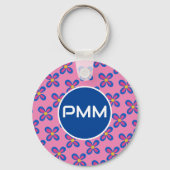 Blauw/Roze Monogram Sleutelhanger (Voorkant)