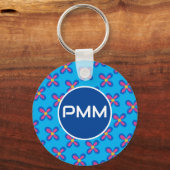 Blauw/Roze Monogram Sleutelhanger (Achterkant)