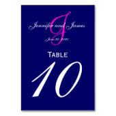 Blauw Roze Monogram Trouwtafel Nummer Kaart (Achterkant)