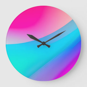 Blauw roze ombre waterverf abstract pastel grote klok