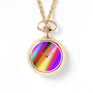 Blauw roze ombre waterverf abstract pastel regenbo horloge