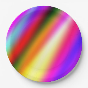 Blauw roze ombre waterverf abstract pastel regenbo papieren bordje