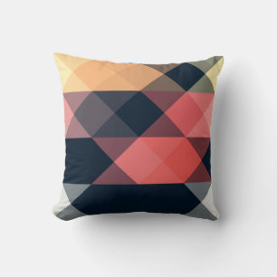 blauw roze oranje perzik geometrisch kussen