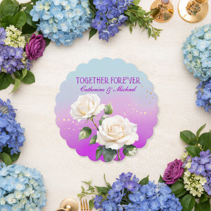 Blauw Roze Paarse Aquarel Ombre Rozen Trouwfeest Kartonnen Onderzetters