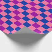 Blauw Roze Paarse Geruite Patroon Ontwerp Cadeaupapier (Hoek)