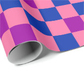 Blauw Roze Paarse Geruite Patroon Ontwerp Cadeaupapier (Rol Hoek)