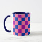 Blauw Roze Paarse Geruite Patroon Ontwerp Mok (Links)