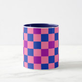 Blauw Roze Paarse Geruite Patroon Ontwerp Mok (Midden)