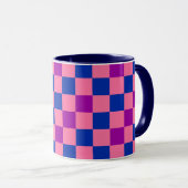 Blauw Roze Paarse Geruite Patroon Ontwerp Mok (Voorkant rechts)