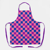 Blauw Roze Paarse Geruite Patroon Ontwerp Schort (Voorkant)
