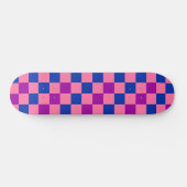 Blauw Roze Paarse Geruite Patroon Ontwerp Skateboard (Horizontaal)