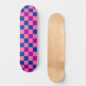 Blauw Roze Paarse Geruite Patroon Ontwerp Skateboard (Voorkant)