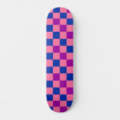 Blauw Roze Paarse Geruite Patroon Ontwerp Skateboard (Voorkant)