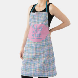 Blauw Roze Paarse Schotse Ruit Backen Maakt Me Gel Schort
