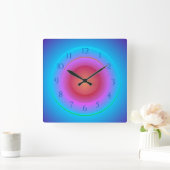 Blauw roze perzikkleurig met Aqua Glow-effect Vierkante Klok (Huis)