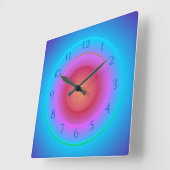 Blauw roze perzikkleurig met Aqua Glow-effect Vierkante Klok (Hoek)