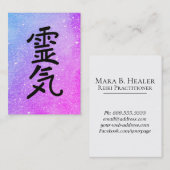 ** Blauw + Roze Reiki Master Practitioner Symbool Visitekaartje (Voorkant / Achterkant)