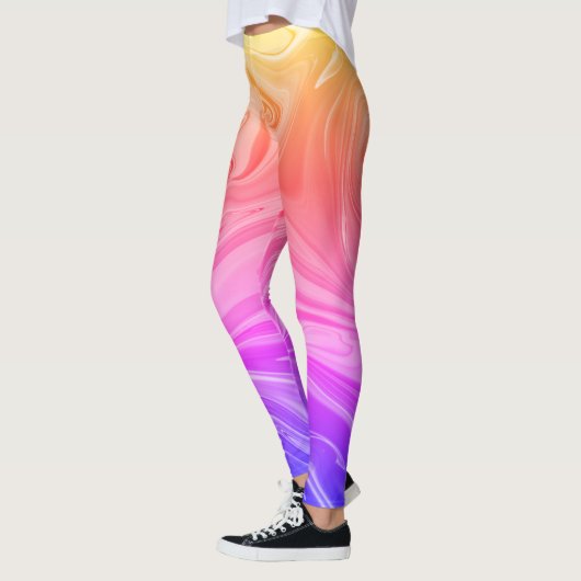 Blauw roze rode gele gradiënt Abstract Leggings (Links)