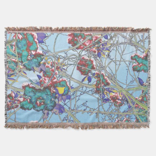 Blauw roze rood zwart abstract bloemontwerp deken (Voorkant)