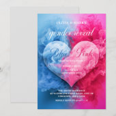Blauw Roze Rook Hart Baby Geslacht Onthullen Parti Kaart (Voorkant / Achterkant)