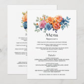 Blauw, Roze, Sinaasappel, en Groene Bloemenhuwelij Menu (Voorkant / Achterkant)