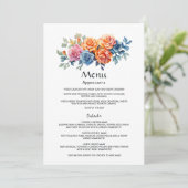 Blauw, Roze, Sinaasappel, en Groene Bloemenhuwelij Menu (Staand voorkant)