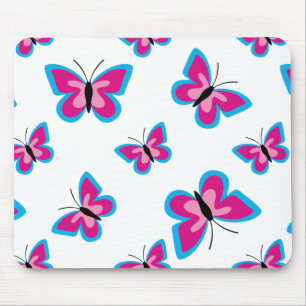 Blauw roze vlinderpatroon muismat