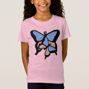 Blauw & Roze Vlinders Meisjes T-shirt