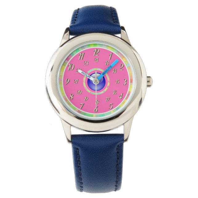 Blauw roze volgen horloge (Voorkant)