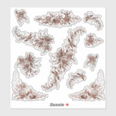 Blauw roze waterverf rozen sticker (Vel)