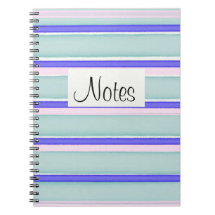 Blauw roze wit gestreept ontwerp notitieboek