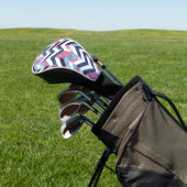 Blauw Roze Wit Marmeren Chevron Golfheadcover (Insitu)