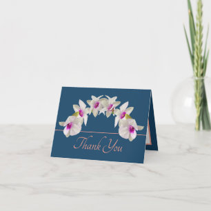 Blauw Roze Wit Roze Orchidee Boeket Bedankt Kaart