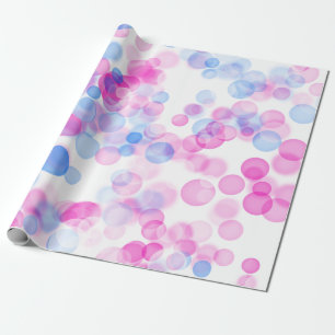 Blauw Roze Witte Bubbels Bokeh Effect Cadeaupapier