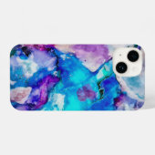 Blauw Roze Witte Waterverf Abstractie iPhone Hoesje (Achterkant horizontaal)