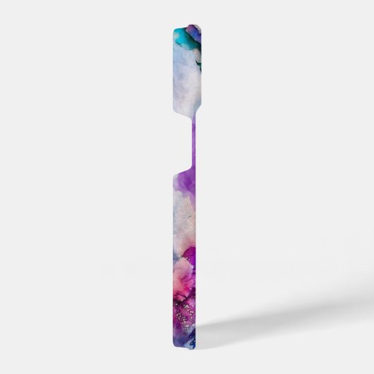 Blauw Roze Witte Waterverf Abstractie iPhone Hoesje (Rechterkant)