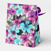 Blauw roze witte zwarte Waterverf bloemen patroon Bedankdoosjes (Achterkant)