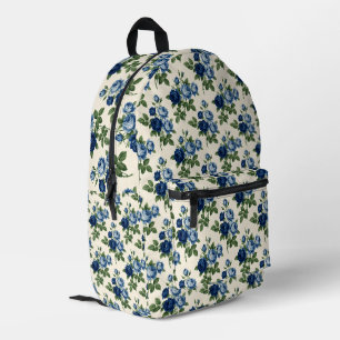 Blauw Rozen Bloempatroon Bedrukte Rugzak