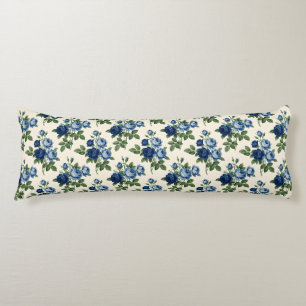 Blauw Rozen Bloempatroon Lichaamskussen