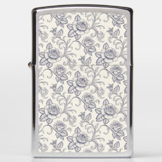 Blauw Rozen Cottage Core landelijk patroon