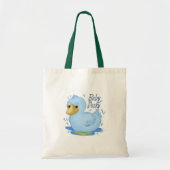 Blauw Rubber Ducky aangepaste naam Canvas tas (Voorkant)