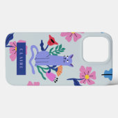 Blauw Russisch Kat & Matisse Bloemen Case-Mate iPhone Case (Achterkant (horizontaal))