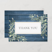 Blauw rustiek groen begrafenis viering van het lev bedankkaart (Voorkant / Achterkant)